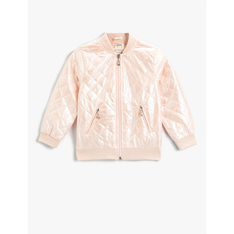 Koton Quilted Bomber Jacket Crew Neck