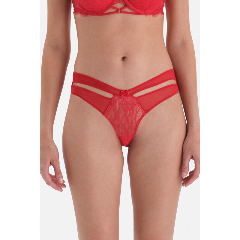 Dagi Red Brazilian Panties with Low-cut Back and String Detail