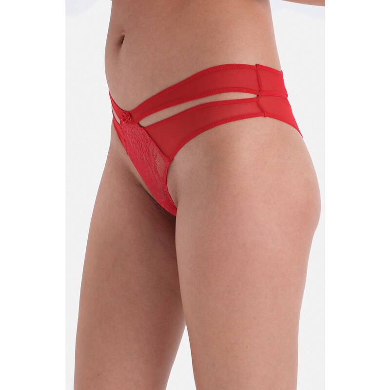 Dagi Red Brazilian Panties with Low-cut Back and String Detail