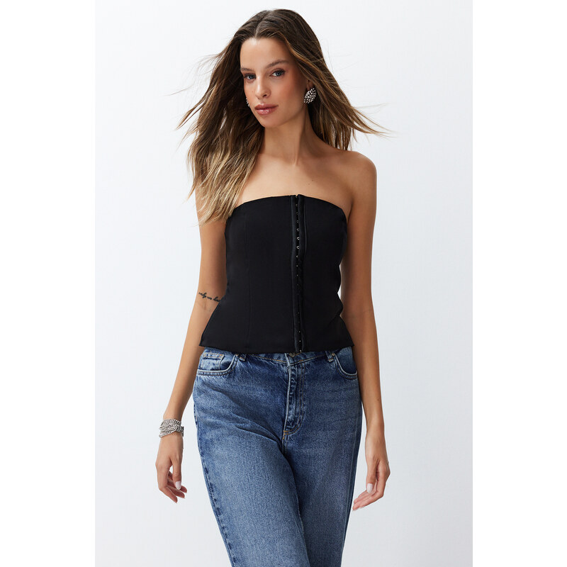 Trendyol Black Polyviscon Fitted Bustier