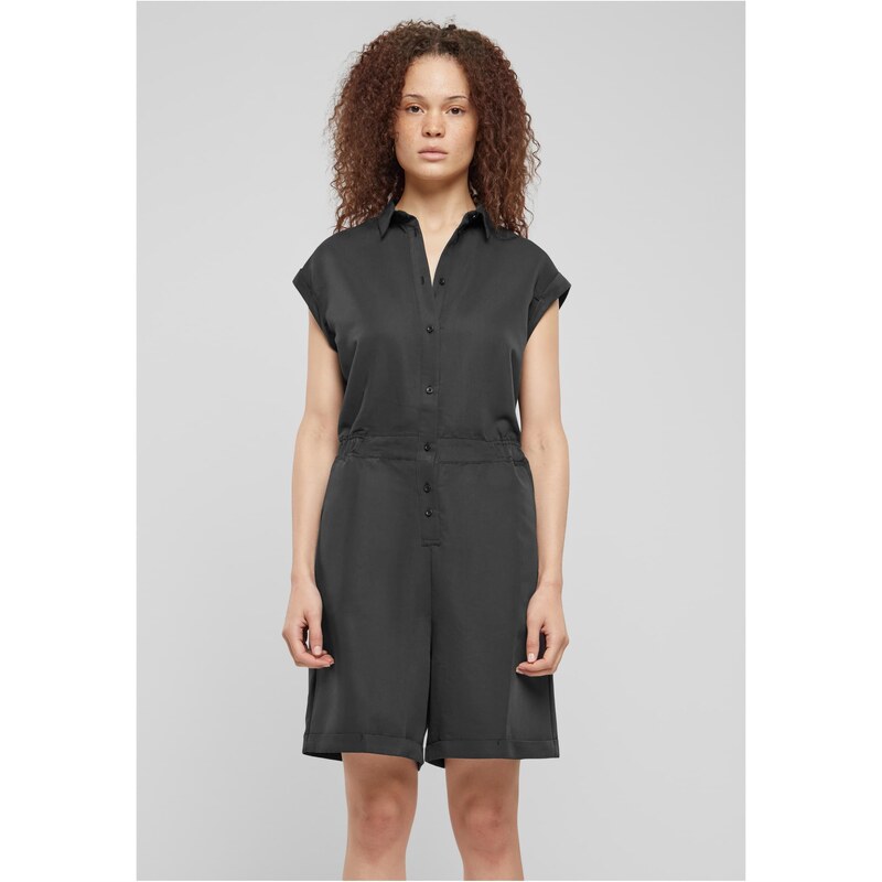 Urban Classics Dámský krátký overal Viscose Twill - černý