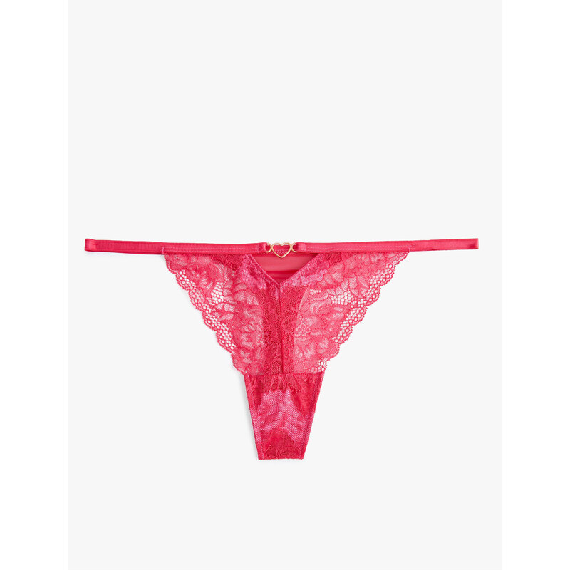 Koton Metal Heart Detailed Lace String Panties