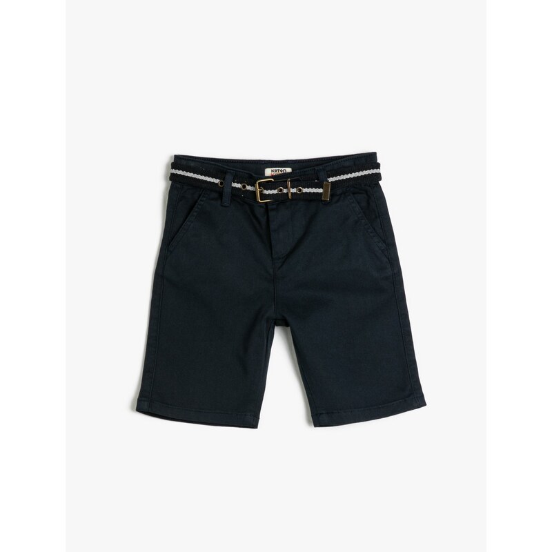 Koton Basic Bermuda Shorts With Belt Detail Pockets Cotton Cotton with Adjustable Elastic Waist.