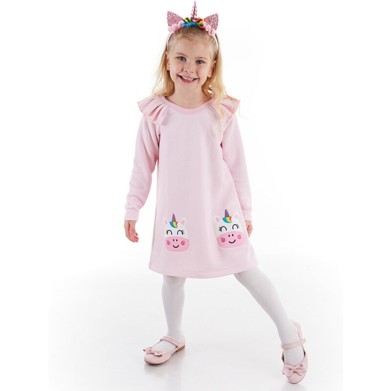 Denokids Cowcorn Unicorn Thick Pink Girls' Dress