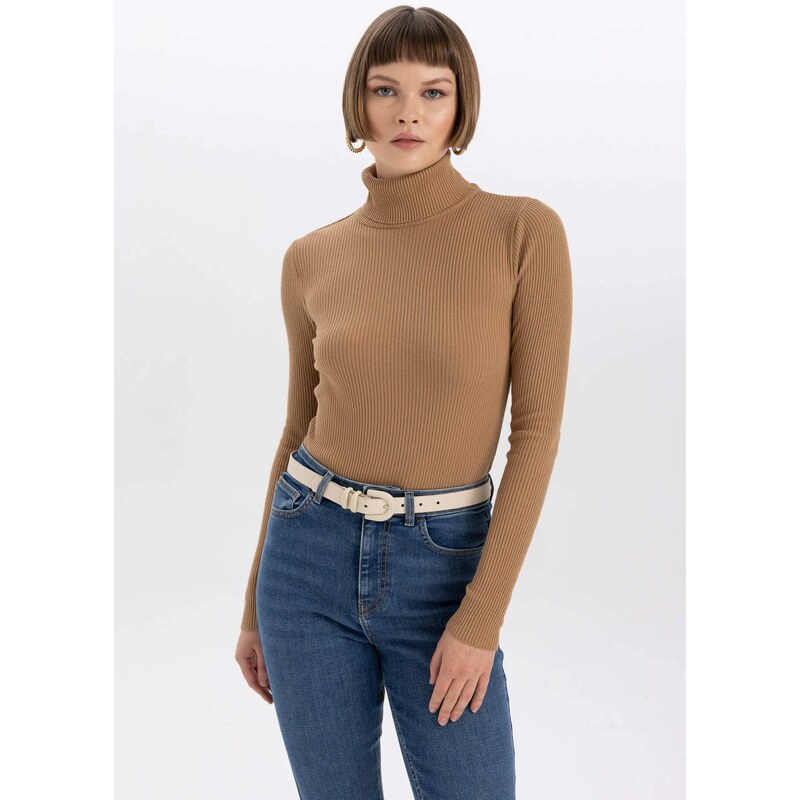 DEFACTO Slim Fit Turtleneck Ribana Pullover