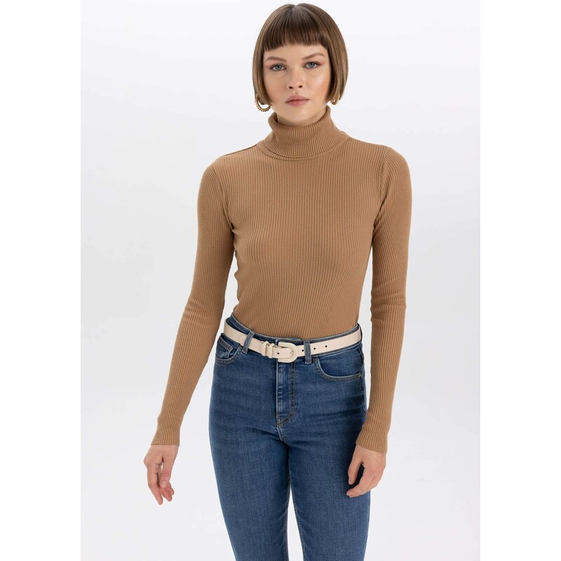 DEFACTO Slim Fit Turtleneck Ribana Pullover