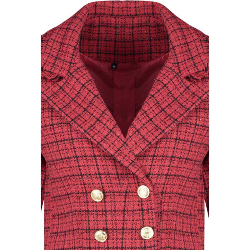 Trendyol Red Premium Regular Woven Plaid Blazer Jacket