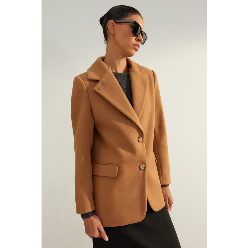 Trendyol Camel Limited Edition Regular Lined Woven Blazer Jacket