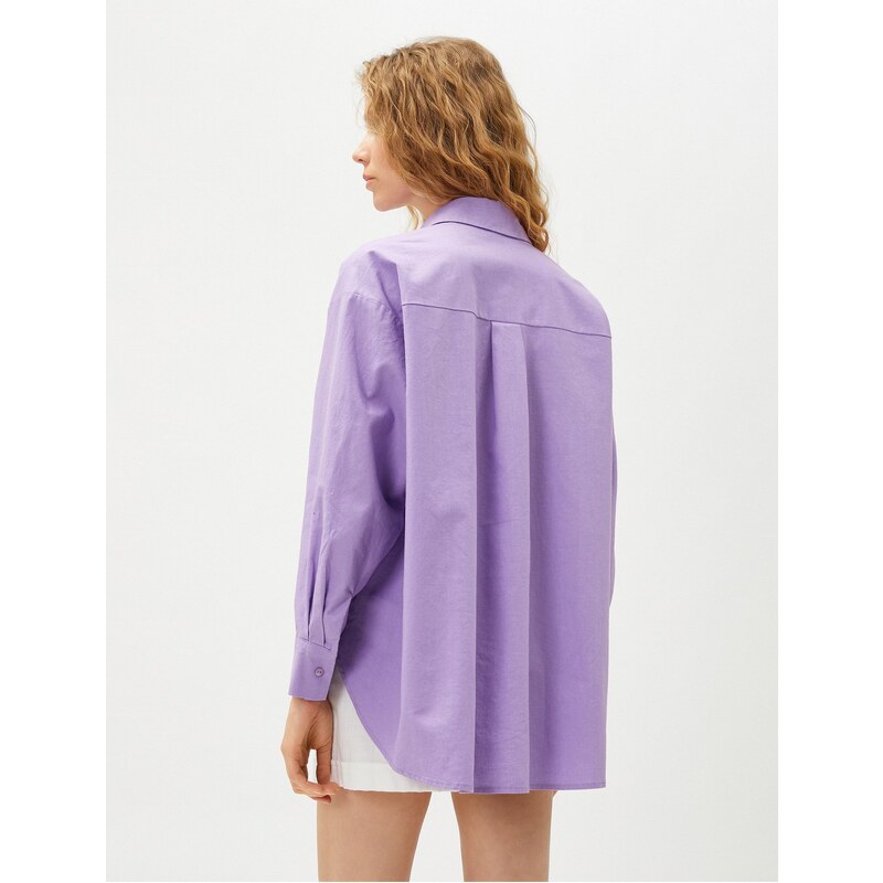 Koton Oversized Shirt Long Sleeved Linen Blend