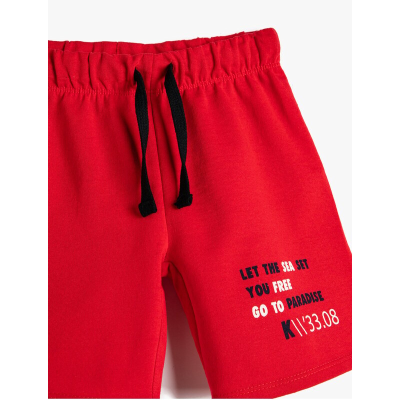 Koton Printed Shorts with Tie Waist Pockets