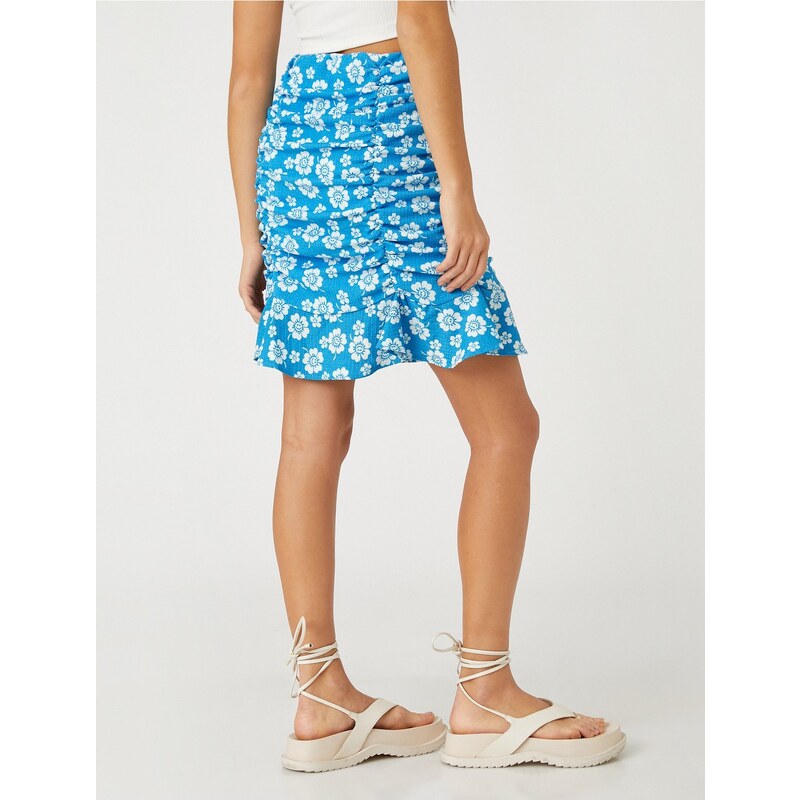 Koton Floral Mini Skirt Gathered Ruffles