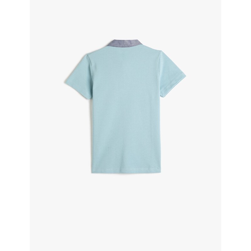 Koton Polo-Neck T-Shirt Short Sleeved One Pocket Detailed Cotton.