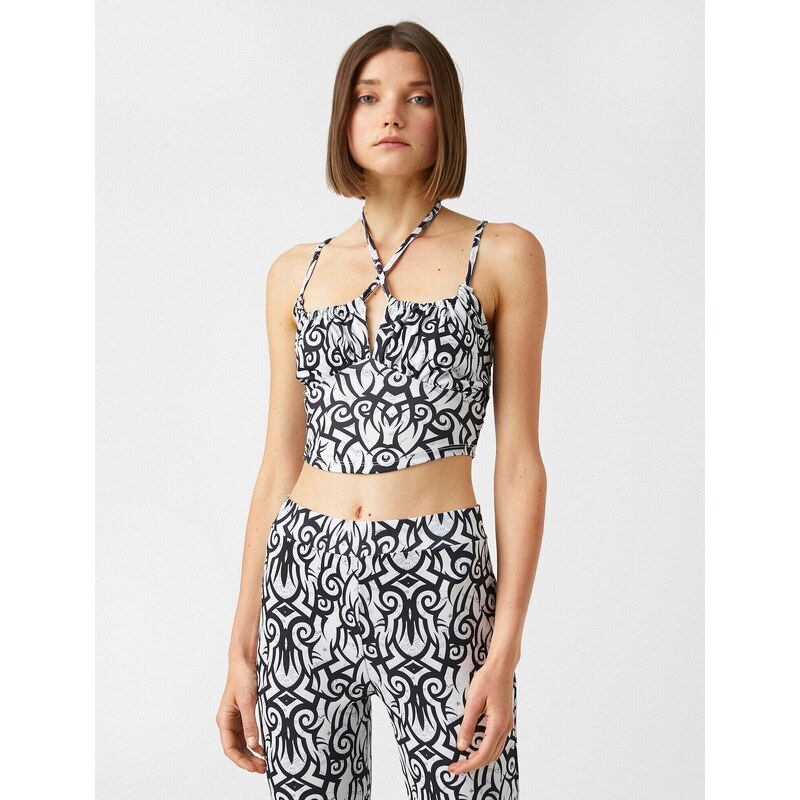 Koton Crop Undershirt Window Detail Patterned