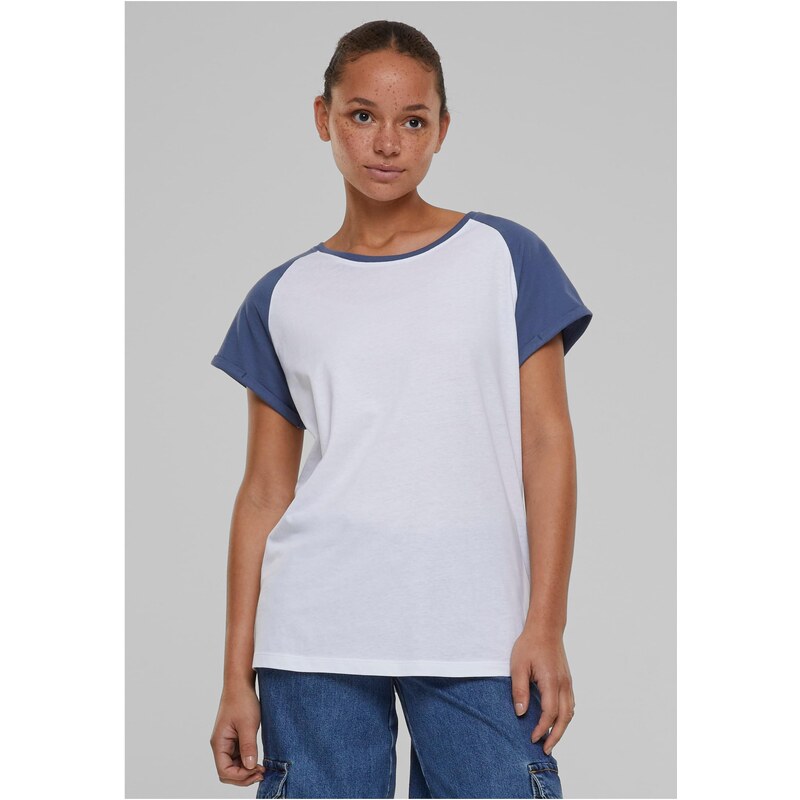 Urban Classics Dámské tričko Contrast Raglan - bílá/modrá