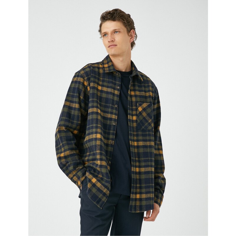 Koton Lumberjack Shirt Classic Collar Buttons Pocket Detailed Long Sleeve