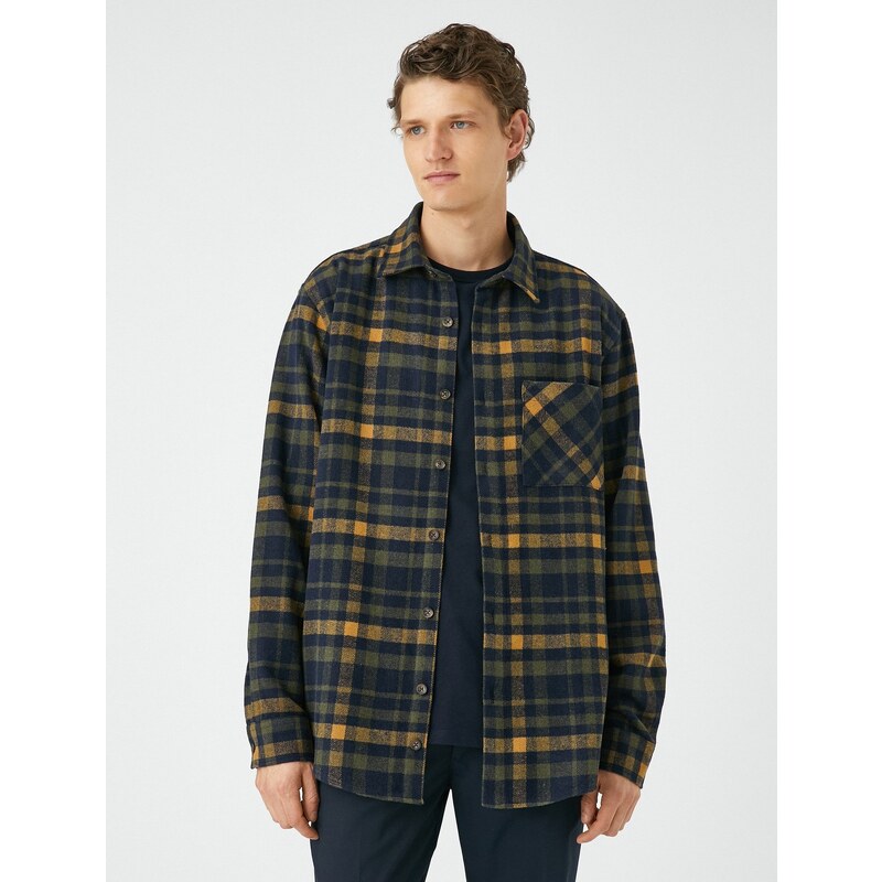 Koton Lumberjack Shirt Classic Collar Buttons Pocket Detailed Long Sleeve