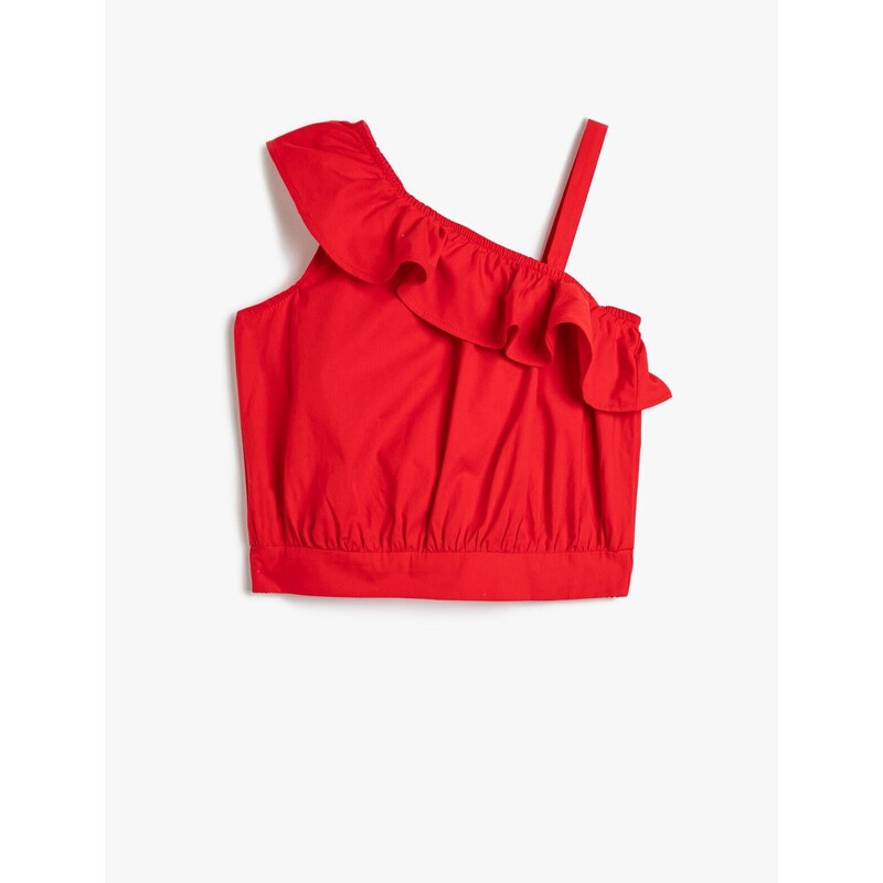 Koton Ruffled One-Shoulder Blouse with an Elastic Waist.