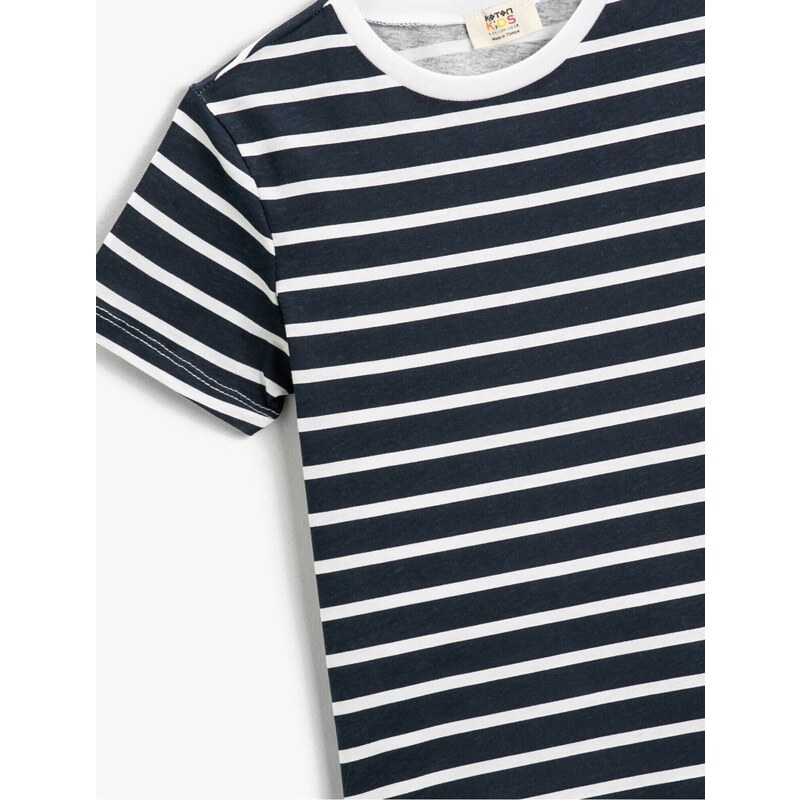 Koton Striped Short Sleeve T-Shirt Crew Neck Cotton