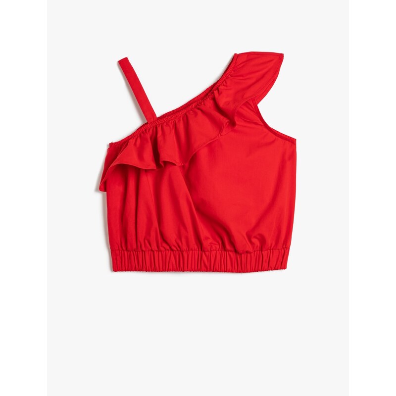 Koton Ruffled One-Shoulder Blouse with an Elastic Waist.