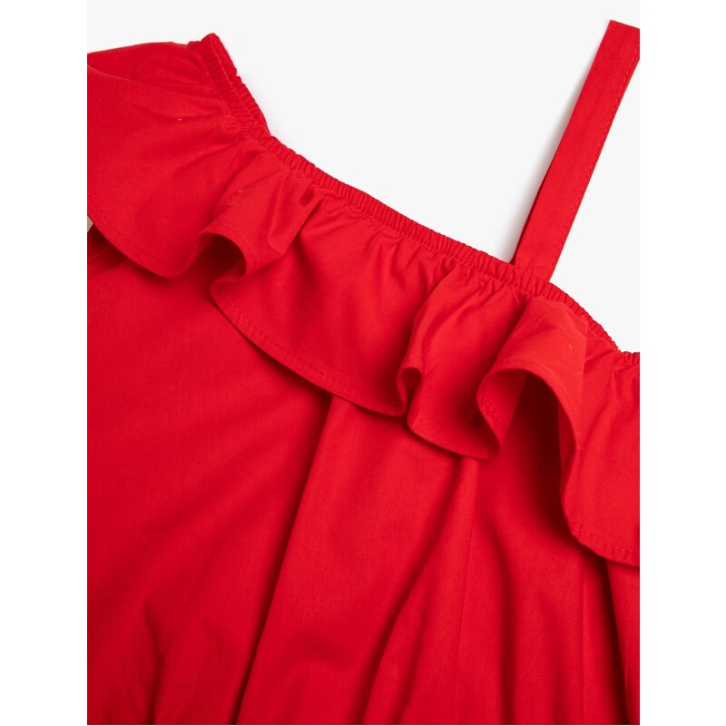 Koton Ruffled One-Shoulder Blouse with an Elastic Waist.