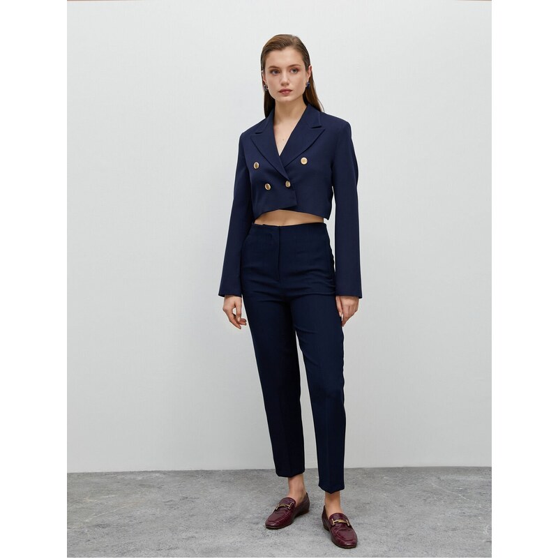 Koton Buttoned Crop Blazer Jacket Double Breasted