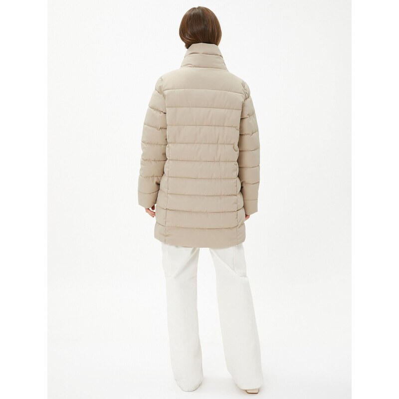 Koton Puffer Coat High Neck Snaps Relax Fit