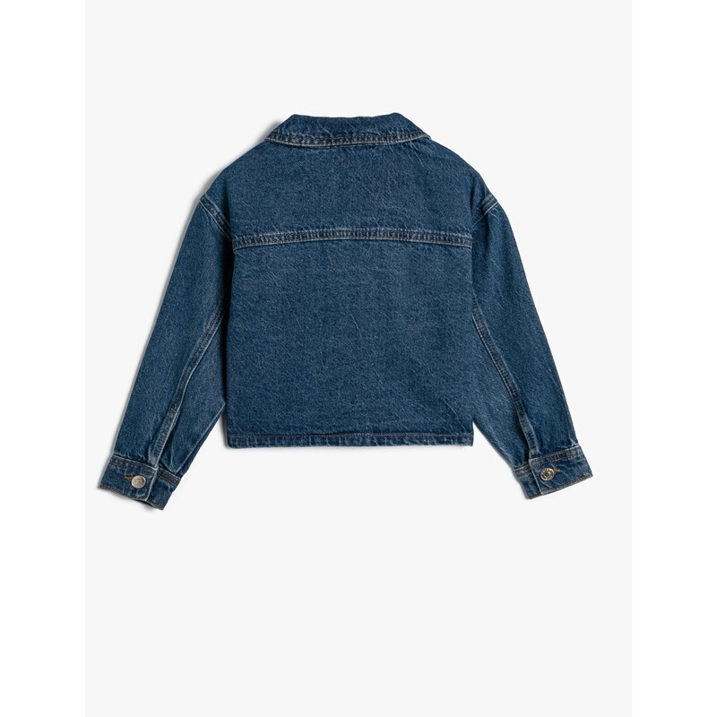 Koton Crop Denim Jacket Pocket Detailed Button Closure Cotton