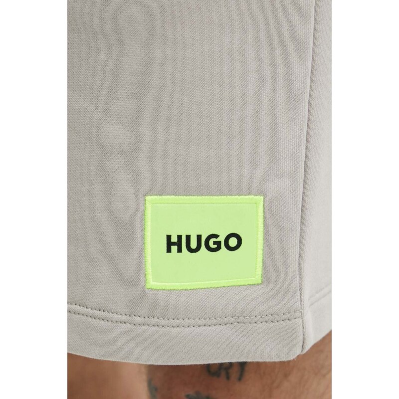 Bavlněné šortky HUGO šedá barva
