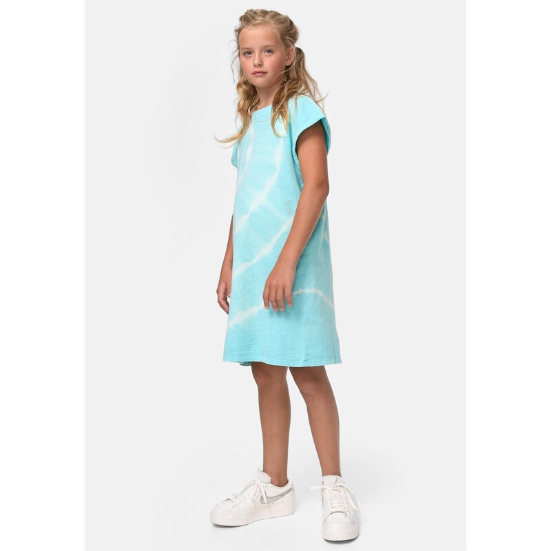 Urban Classics Kids Dívčí šaty s kravatou Dye aquablue