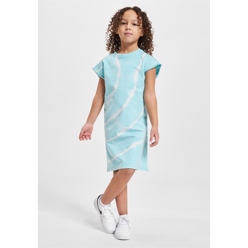 Urban Classics Kids Dívčí šaty s kravatou Dye aquablue