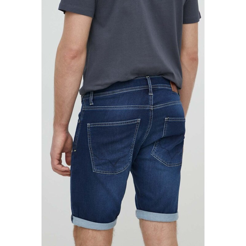 Džínové šortky Pepe Jeans SLIM GYMDIGO SHORT pánské, tmavomodrá barva, PM801075DP4