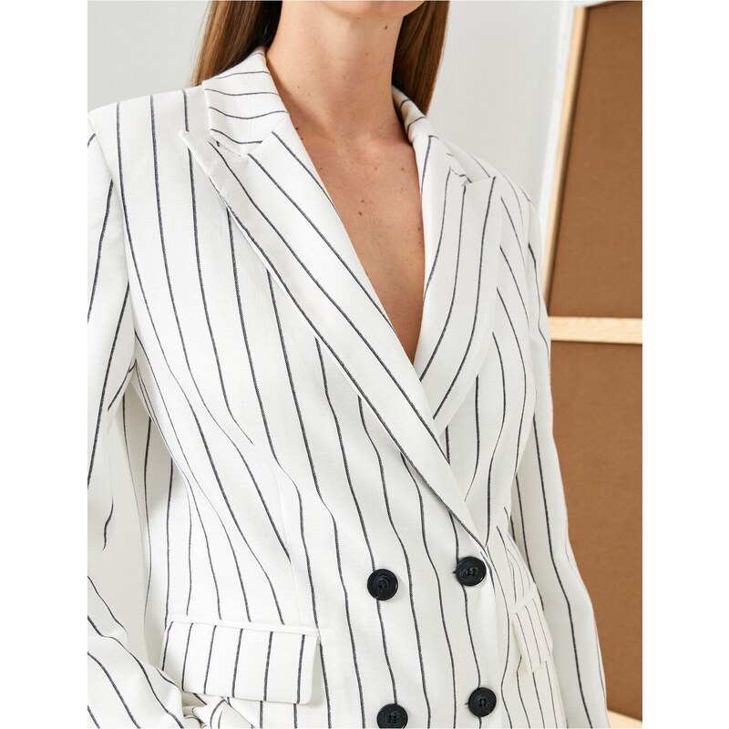 Koton Double Breasted Blazer Jacket Buttoned Covered Pocket