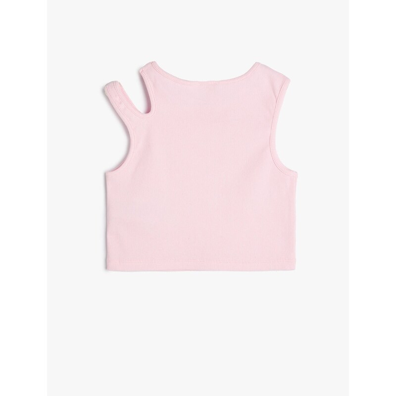 Koton Crop T-Shirt Window Detail Cotton Ribbed