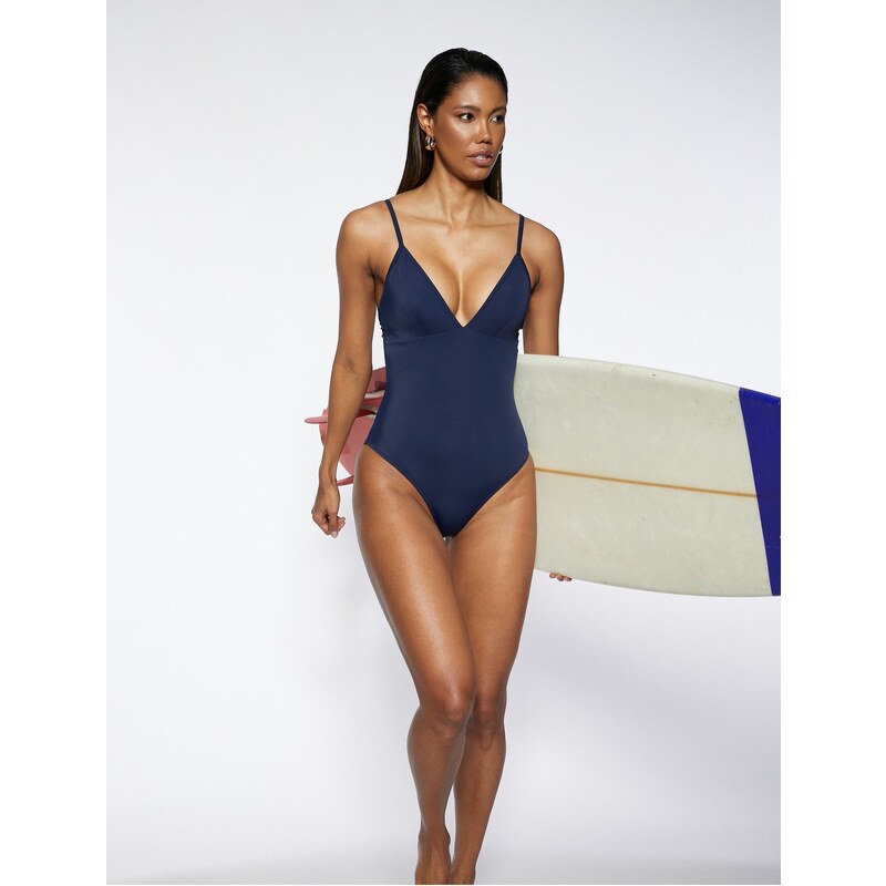 Koton Basic Swimwear Straps V-Neck Covered