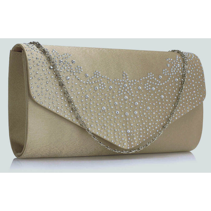 L&S Fashion LS Fashion Dámská tělová/béžová kabelka psaníčko s kamínky 80901235
