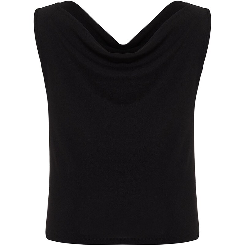 Trendyol Curve Black Boat Detail Collar Knitted Blouse