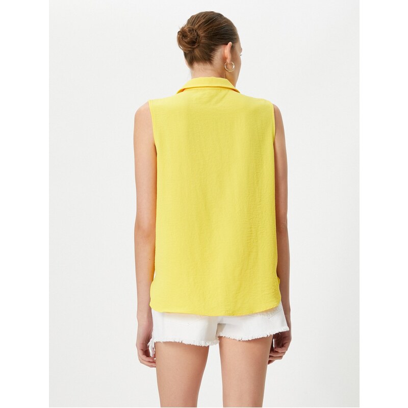 Koton Sleeveless Shirt with Buttons, Comfortable Cut, Textured