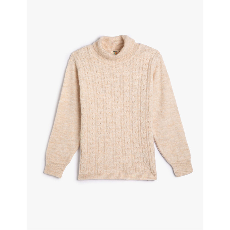 Koton Turtleneck Sweater Hair Knit Detailed Long Sleeve Soft Textured