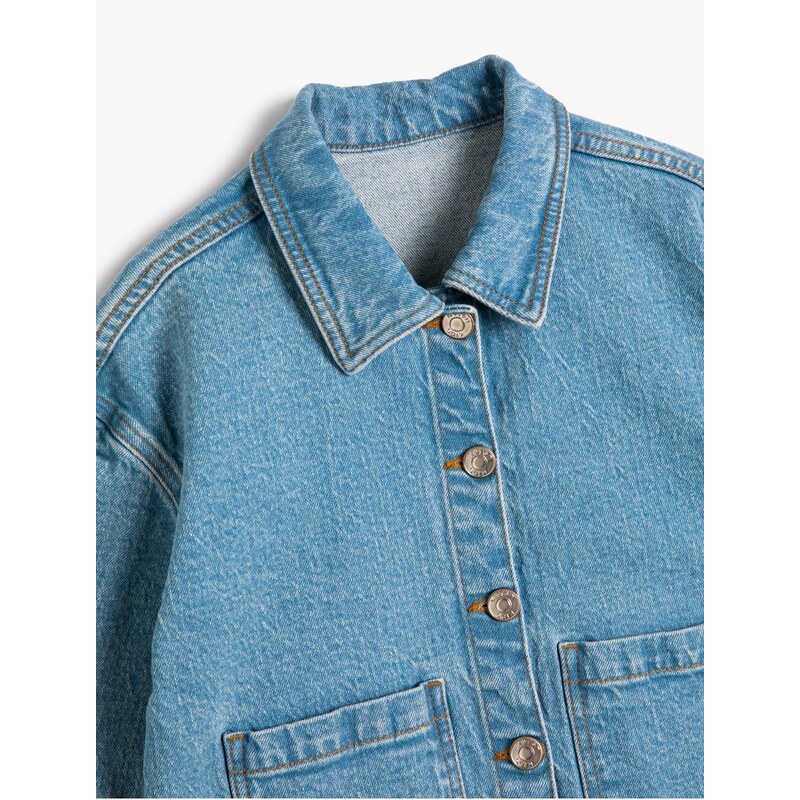 Koton Denim Jacket Pocket Detail Cotton Long Sleeve