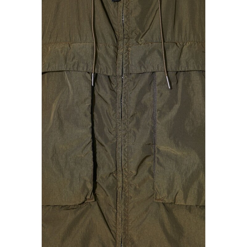 Bunda C.P. Company Chrome-R Hooded pánská, zelená barva, přechodná, oversize, 16CMOW036A005904G