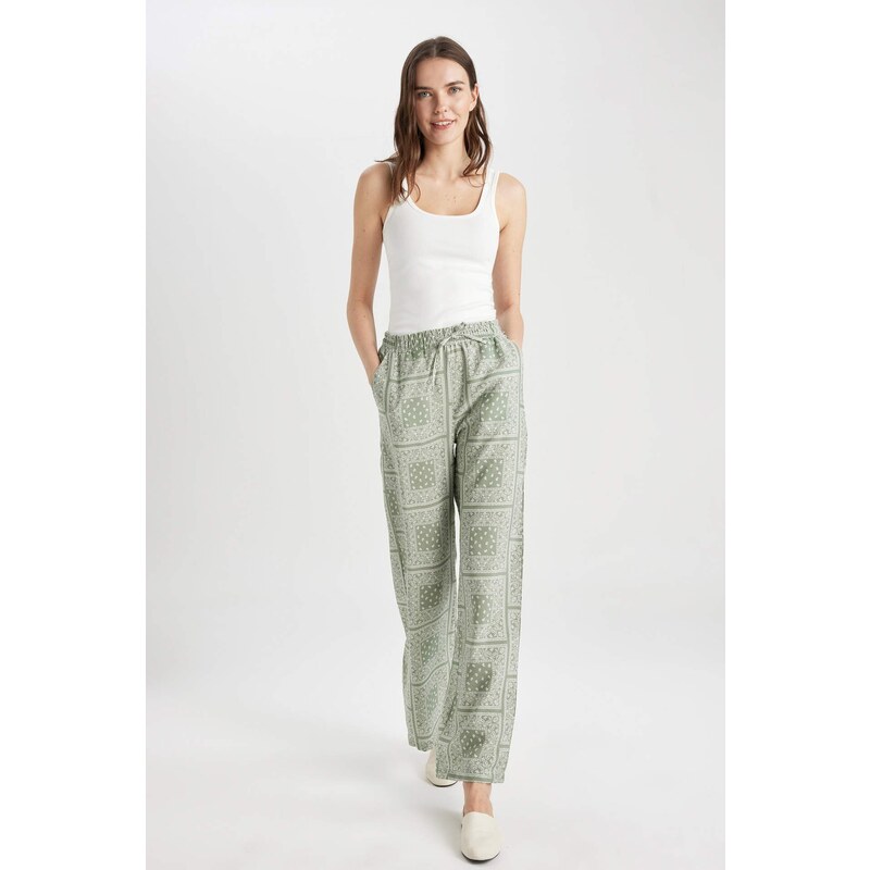 DEFACTO Wide Leg Patterned Comfortable Trousers