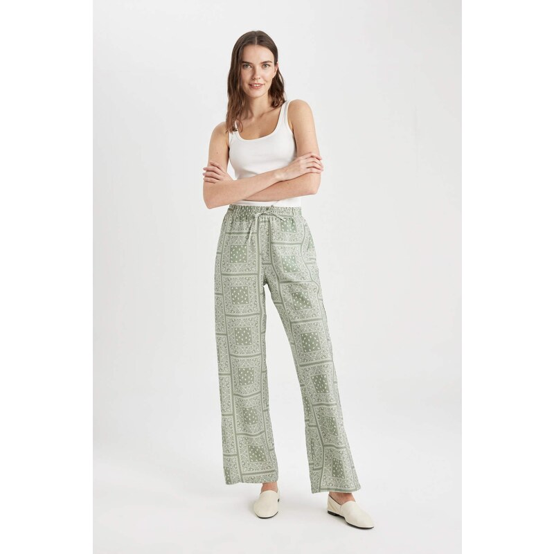 DEFACTO Wide Leg Patterned Comfortable Trousers