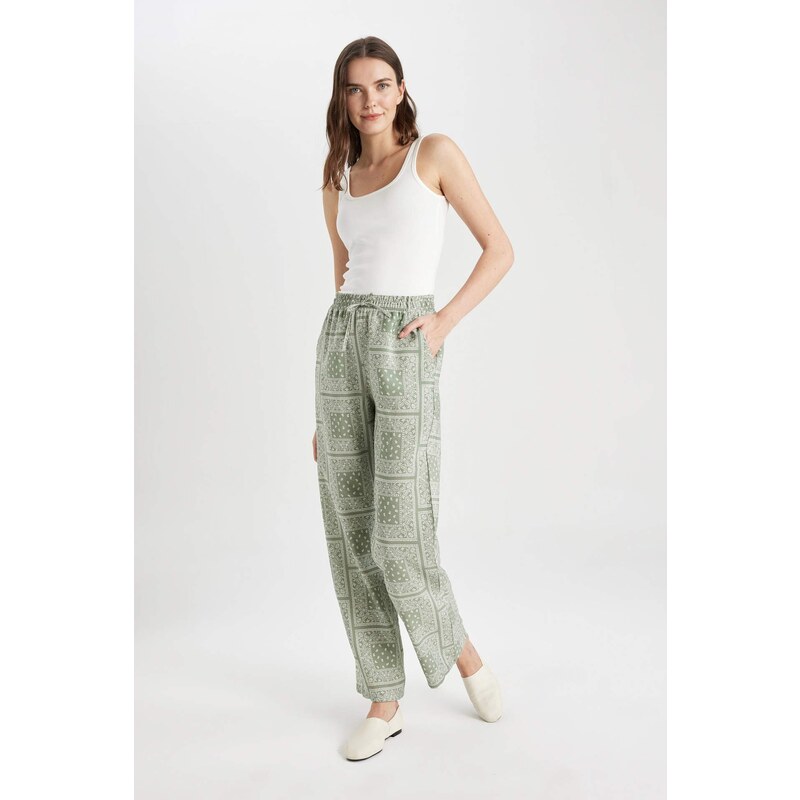 DEFACTO Wide Leg Patterned Comfortable Trousers