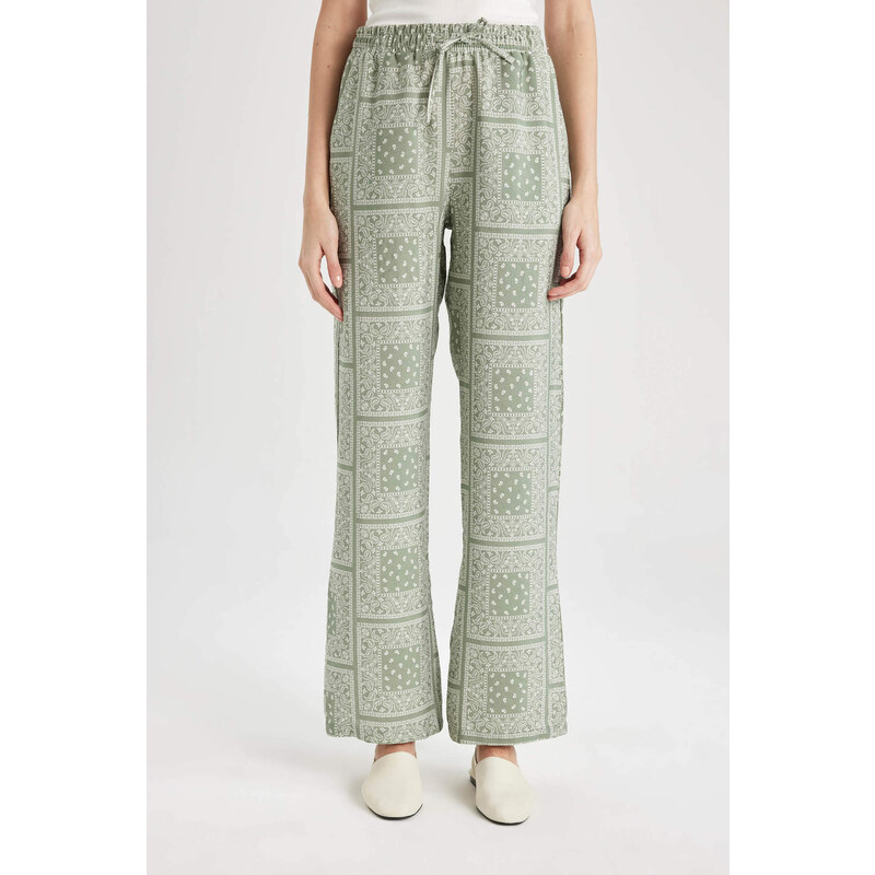 DEFACTO Wide Leg Patterned Comfortable Trousers