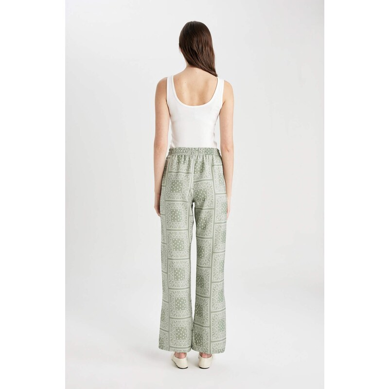 DEFACTO Wide Leg Patterned Comfortable Trousers