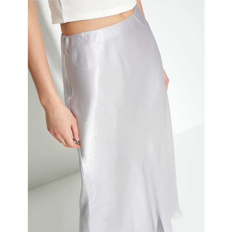 Koton Viscose Midi Satin Skirt