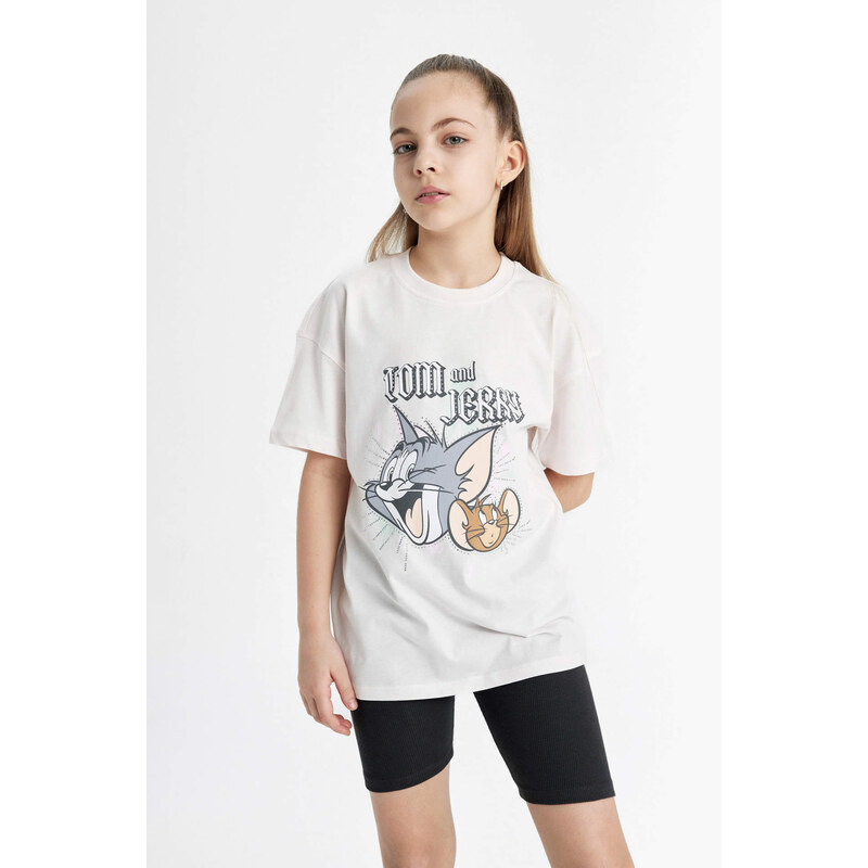 DEFACTO Oversize Fit Tom & Jerry Licensed Short Sleeve T-shirt