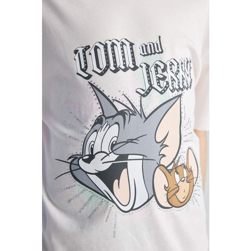 DEFACTO Oversize Fit Tom & Jerry Licensed Short Sleeve T-shirt