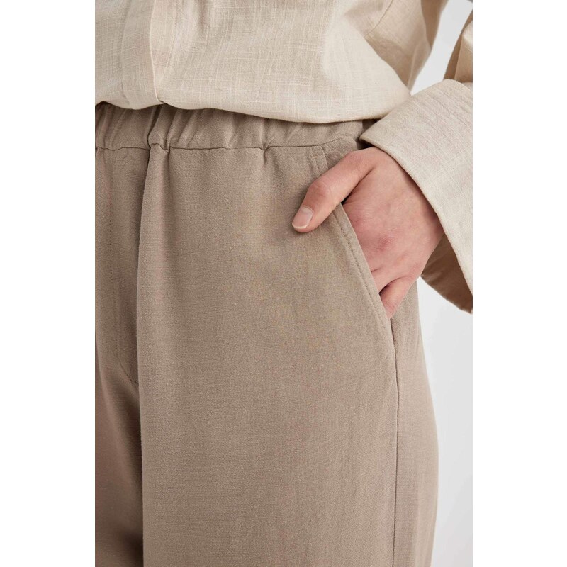 DEFACTO Palazzo Linen Blend Trousers