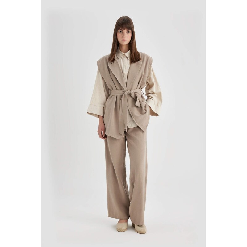 DEFACTO Palazzo Linen Blend Trousers